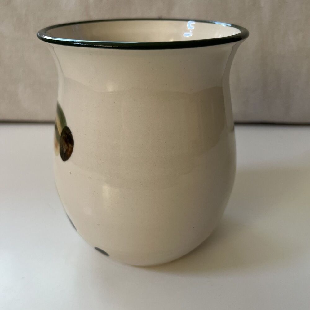 Hand Painted Ceramic Greek Canister Kitchen Utensil Holder Vase Branch & Olives - Picture 4 of 7